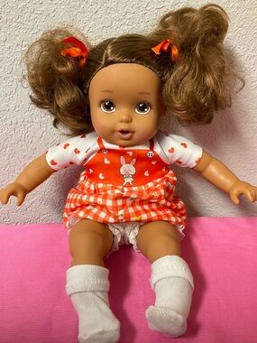 Baby Doll in Orange Bunny Dress - Kids Toys